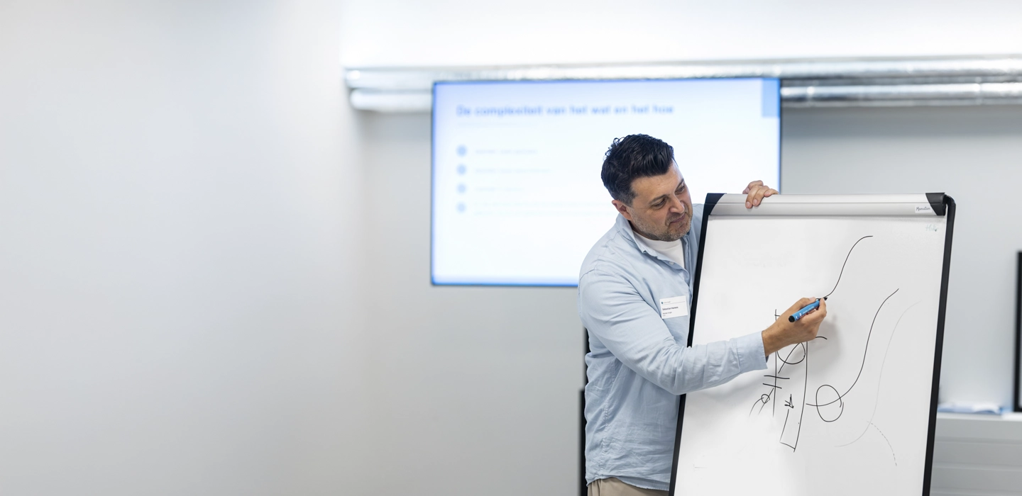 CEO writing on whiteboard
