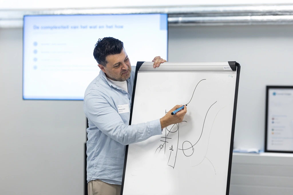 CEO writing on whiteboard